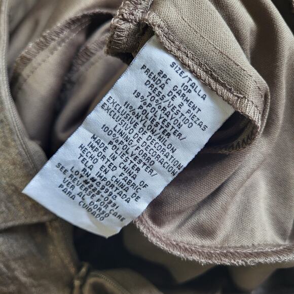 R&M Collection Dress Womens Size 10P Taupe Bronze Tiered Empire Waist Short - Picture 8 of 13